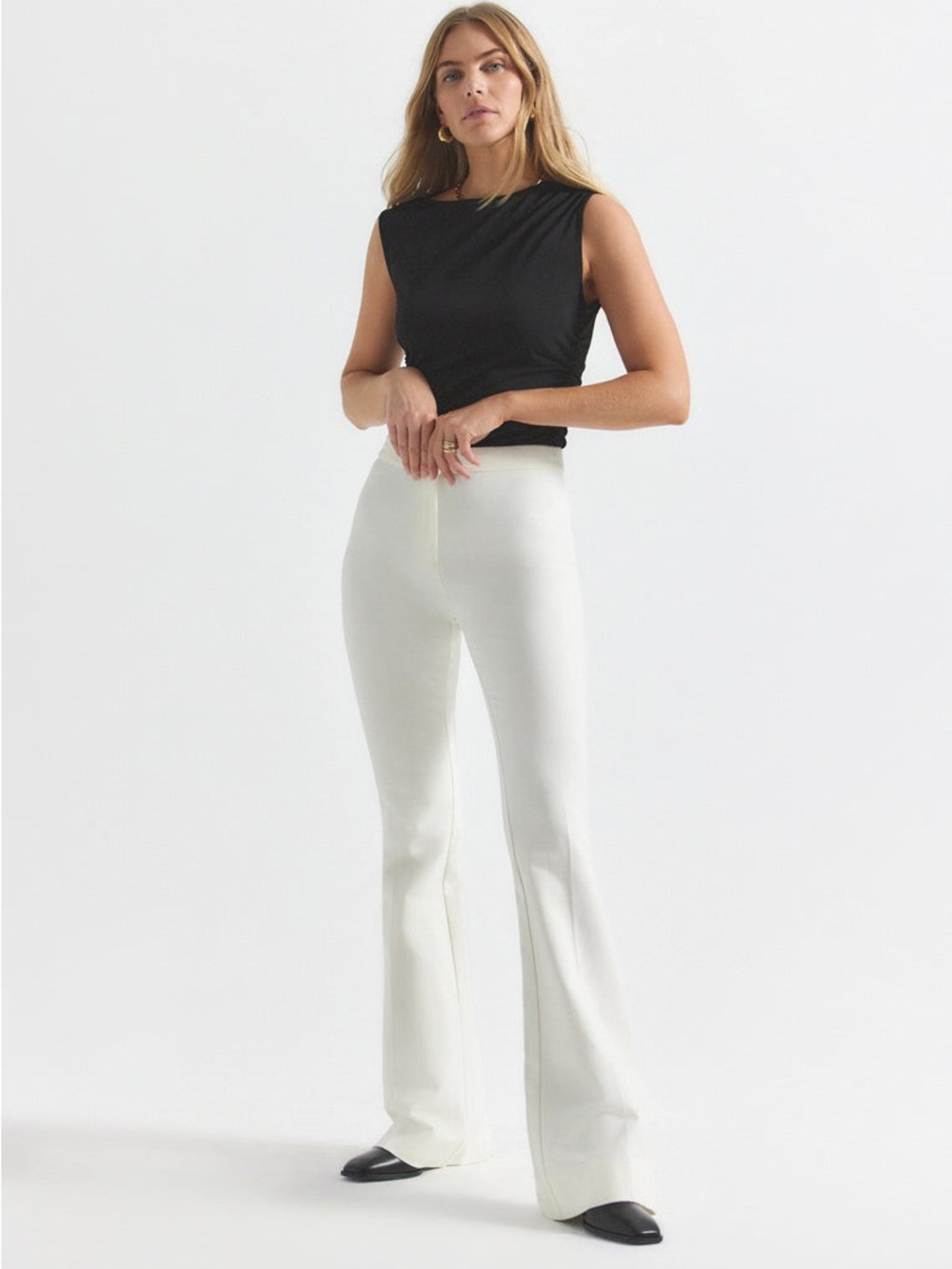 Derek Lam 10 Crosby Size 6 Soft White Linen Blend Flare Trousers